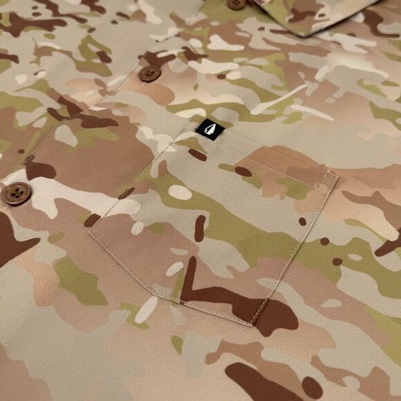 NEW Tachuntfish Men's The Mojito Tropentarn Camo Button Down Shirt Tan/Brown 3XL - Picture 4 of 8